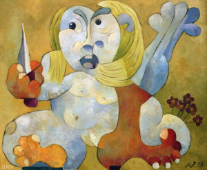 Acrylgemälde "Mädchen mit Messer"